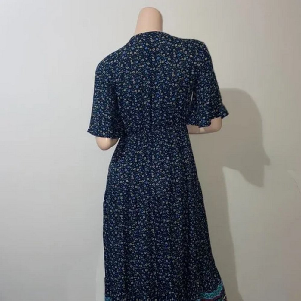 PRETTYGARDEN NAVY FLORAL PRINT MAXI DRESS SIZE MEDIUM - Picture 8 of 13